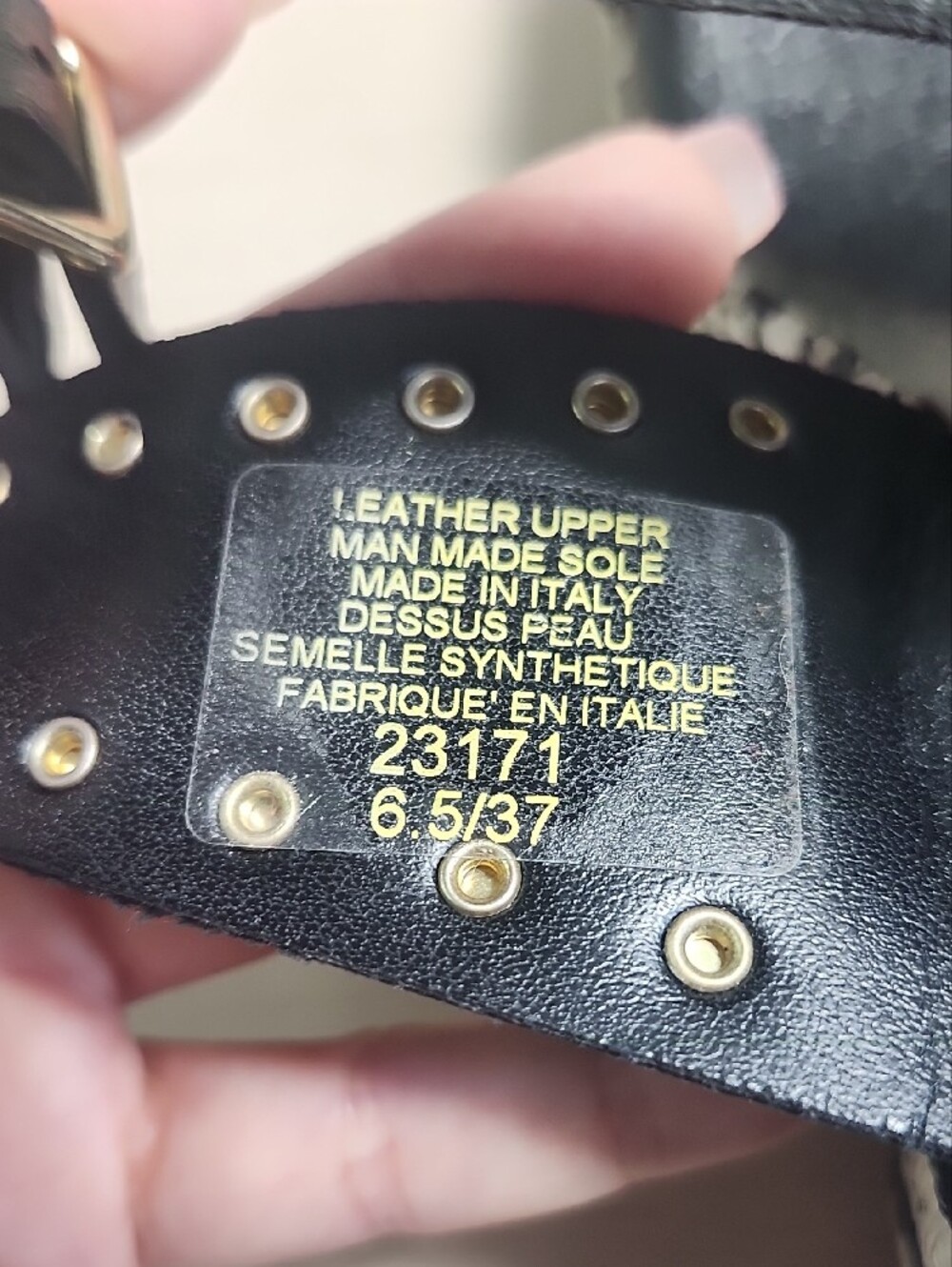 LOTTINI Made in Italy leather studded wedges sandals - Picture 10 of 14